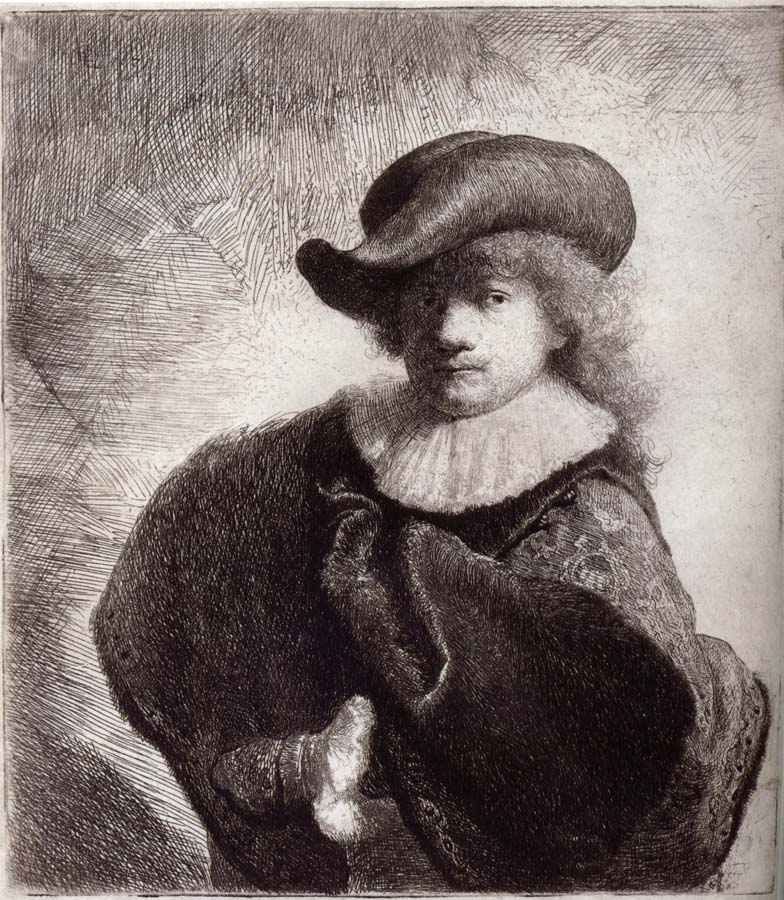 Self-Portrait in a Soft Hat and Embroidered Cloak